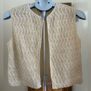 Vintage Gold Thread Cream Knit Sweater Vest